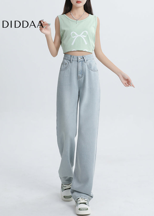 Light-Colored Breathable Ice Silk Wide-Leg Pants - Women’s Jeans
