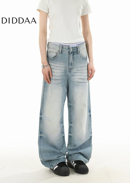 Light-Colored Distressed Straight-Leg Jeans RAVENOASIS - Men’s Jeans