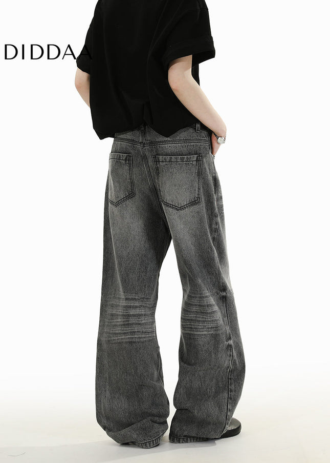 Light-Colored Distressed Straight-Leg Jeans RAVENOASIS - Men’s Jeans