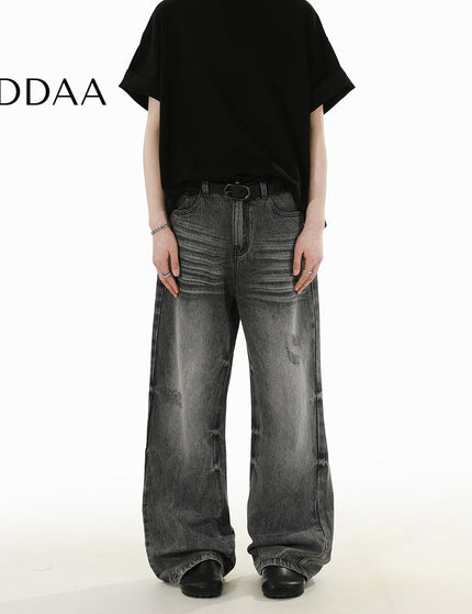 Light-Colored Distressed Straight-Leg Jeans RAVENOASIS - S / Grey - Men’s Jeans