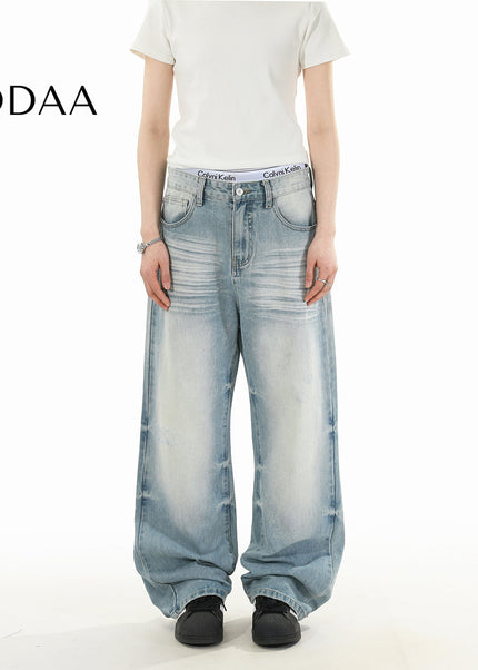 Light-Colored Distressed Straight-Leg Jeans RAVENOASIS - S / Light Blue - Men’s Jeans