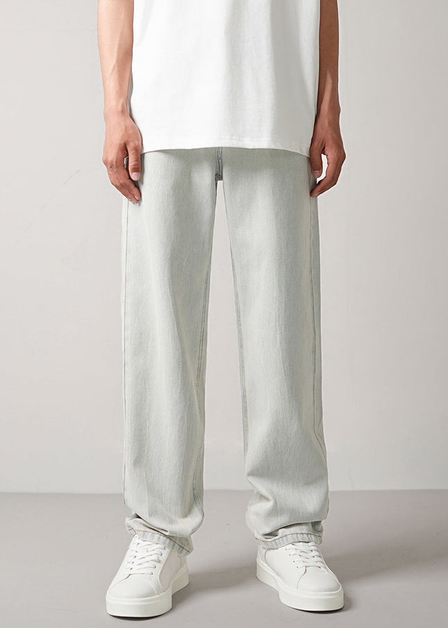 Light-Colored Drape Stretch Jeans Men’s Loose Straight-Leg - 28 / Light Blue - Men’s Jeans