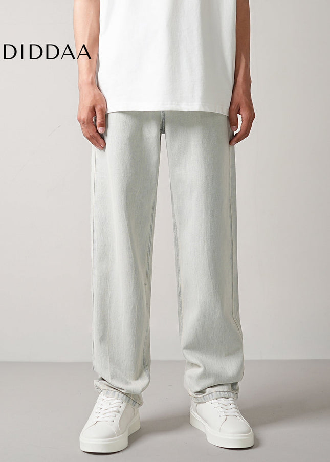 Light-Colored Drape Stretch Jeans Men’s Loose Straight-Leg - Men’s Jeans