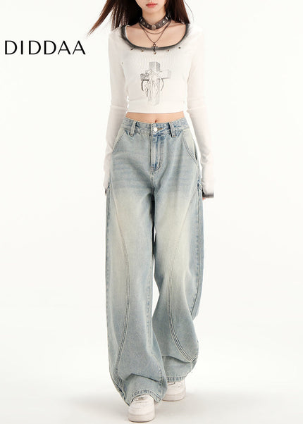 Light-Colored High-Waisted Wide-Leg Jeans for Women - Women’s Jeans