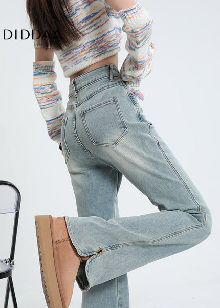 Light-Colored Ultra-High-Waisted Slit Skinny Jeans - Women’s Jeans
