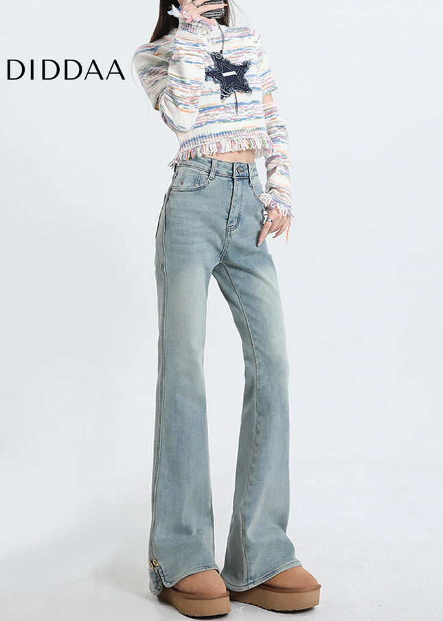 Light-Colored Ultra-High-Waisted Slit Skinny Jeans - Women’s Jeans
