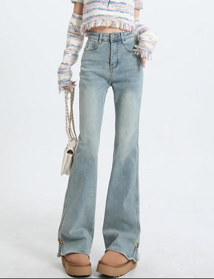 Light-Colored Ultra-High-Waisted Slit Skinny Jeans - Women’s Jeans