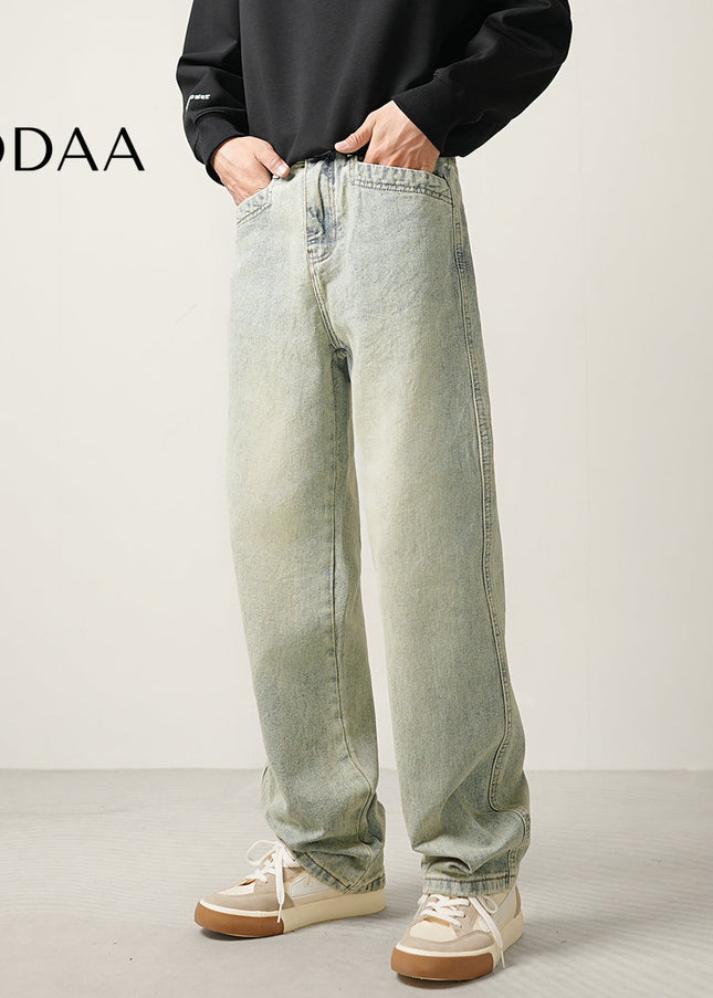 Light Distressed Straight-Leg Jeans for Men - 28 / Light Blue - Men’s Jeans