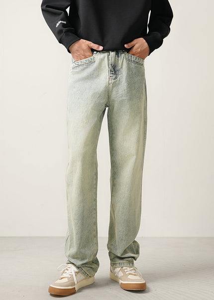 Light Distressed Straight-Leg Jeans for Men - Men’s Jeans
