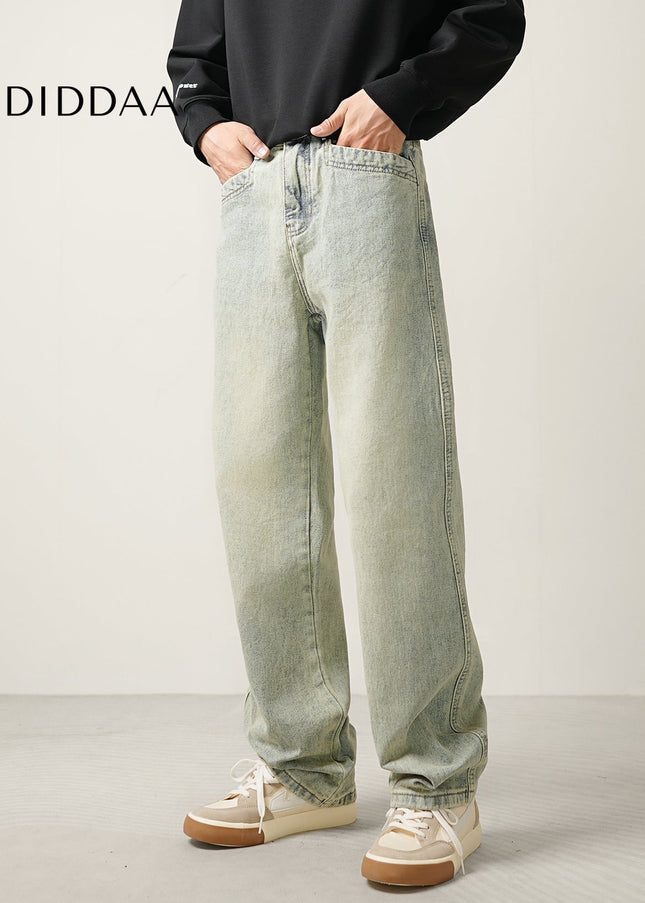 Light Distressed Straight-Leg Jeans for Men - Men’s Jeans