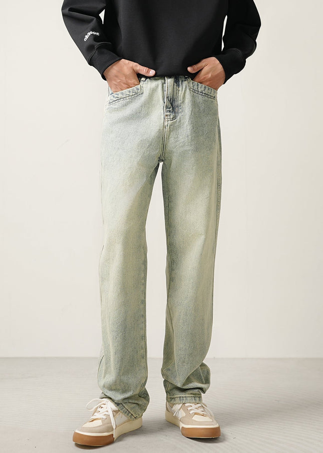 Light Distressed Straight-Leg Jeans for Men - Men’s Jeans