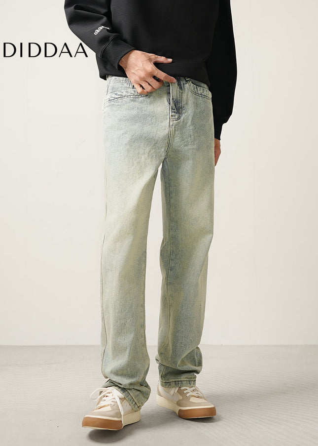Light Distressed Straight-Leg Jeans for Men - Men’s Jeans