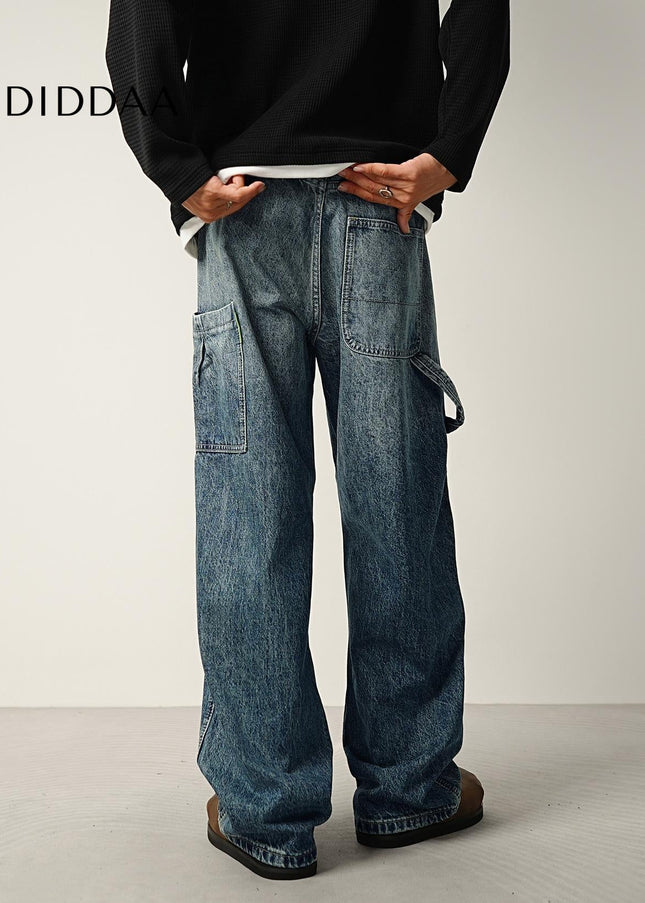 Light Gradient Wash Loose Wide-Leg Jeans for Men - Men’s Jeans