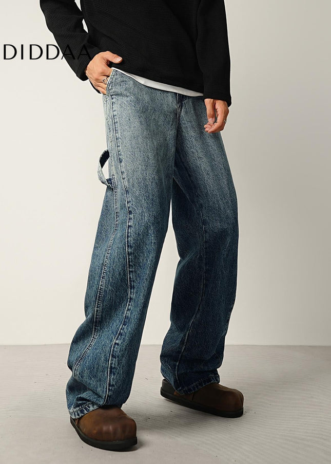 Light Gradient Wash Loose Wide-Leg Jeans for Men - Men’s Jeans