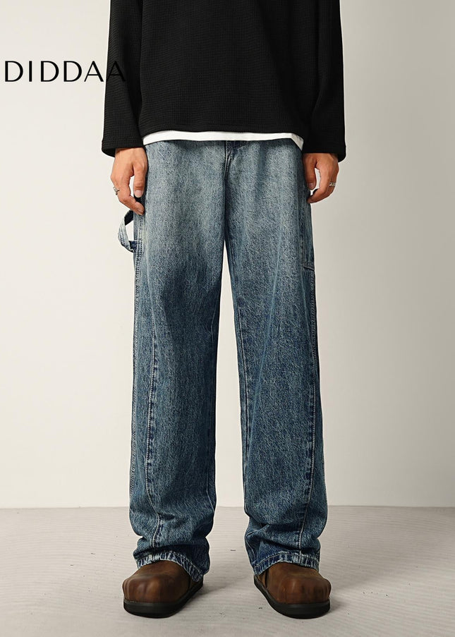 Light Gradient Wash Loose Wide-Leg Jeans for Men - Men’s Jeans