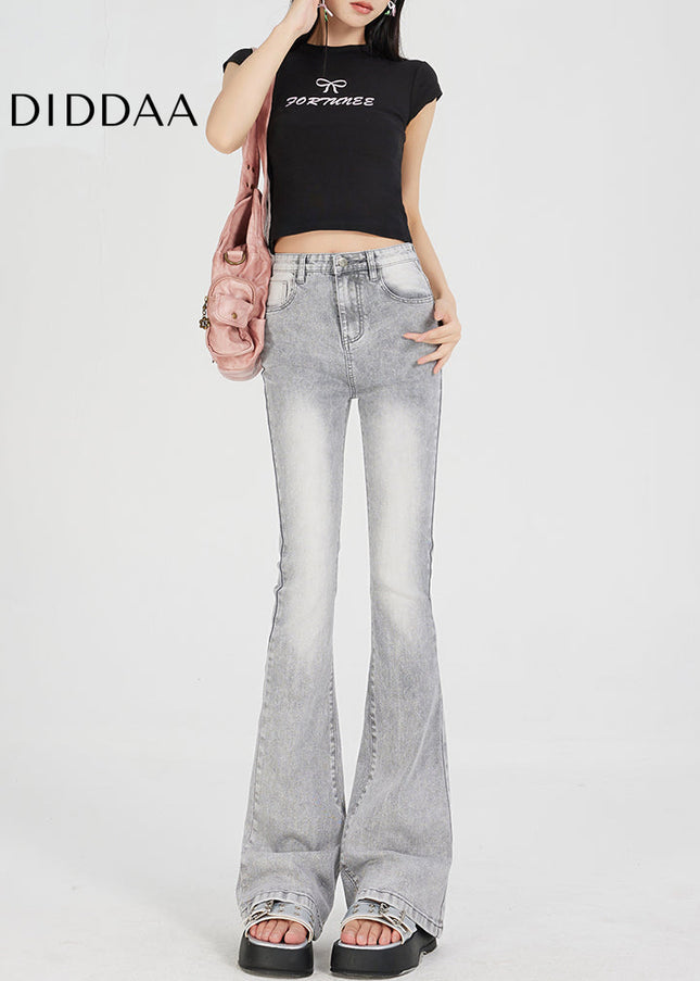 Light Gray High Waist Slim Flared Pants Women’s Vintage - Women’s Jeans
