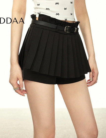 Light Pink High Waist Anti-Walk A-Line Culot Skirt - S / Black - Skirts