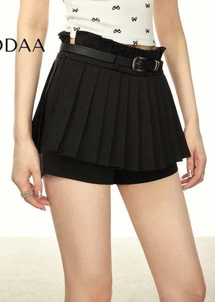 Light Pink High Waist Anti-Walk A-Line Culot Skirt - S / Black - Skirts