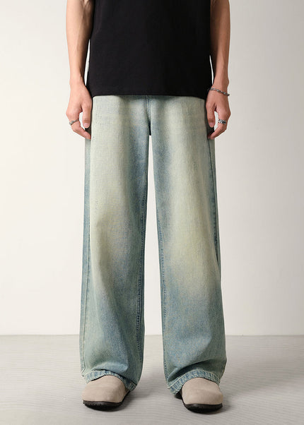 Light Vintage Wash Loose Fit Wide-Leg Jeans Men’s - 28 / Light Blue - Men’s Jeans