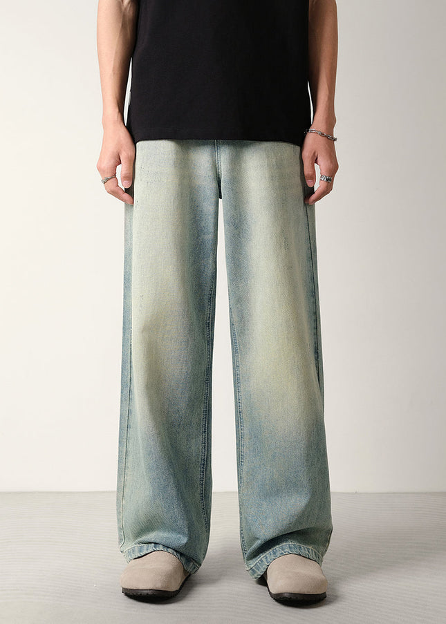 Light Vintage Wash Loose Fit Wide-Leg Jeans Men’s - 28 / Light Blue - Men’s Jeans