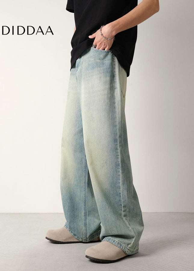 Light Vintage Wash Loose Fit Wide-Leg Jeans Men’s - Men’s Jeans