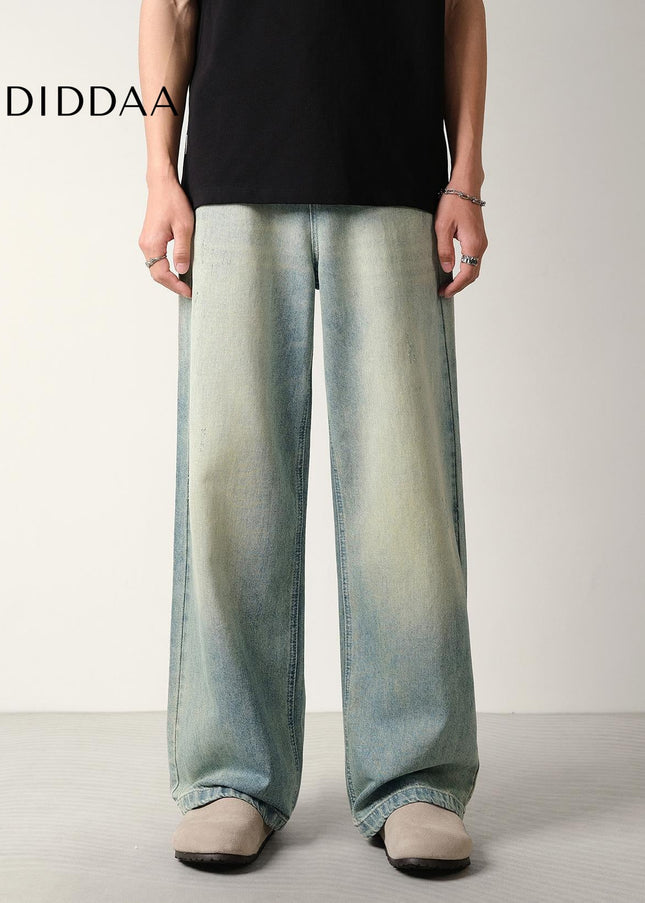 Light Vintage Wash Loose Fit Wide-Leg Jeans Men’s - Men’s Jeans