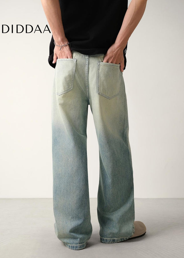 Light Vintage Wash Loose Fit Wide-Leg Jeans Men’s - Men’s Jeans