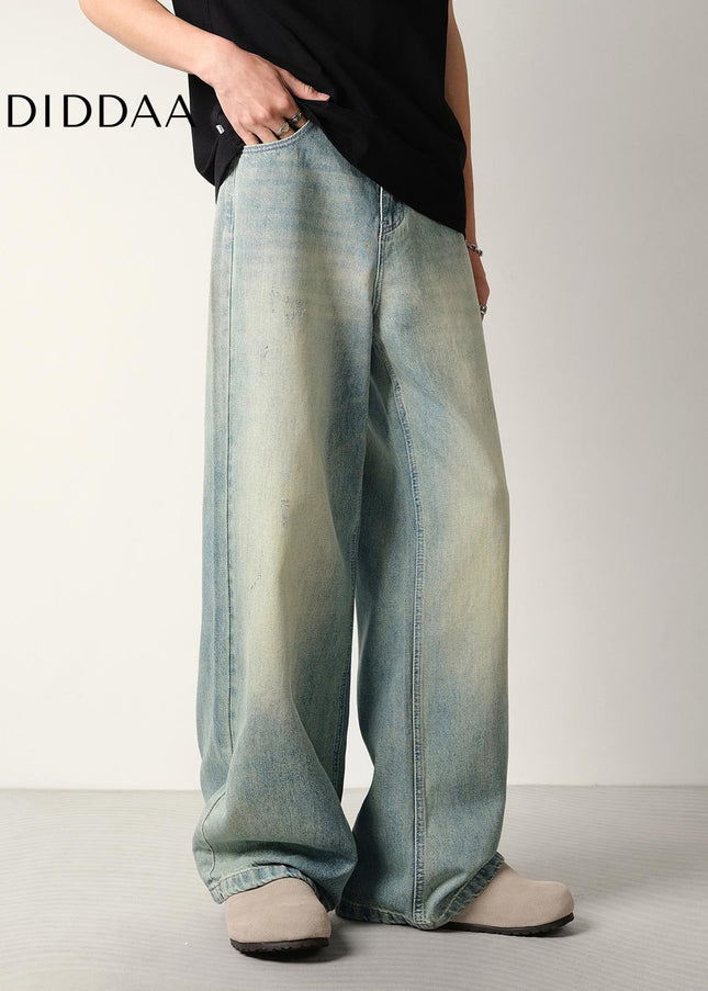 Light Vintage Wash Loose Fit Wide-Leg Jeans Men’s - Men’s Jeans
