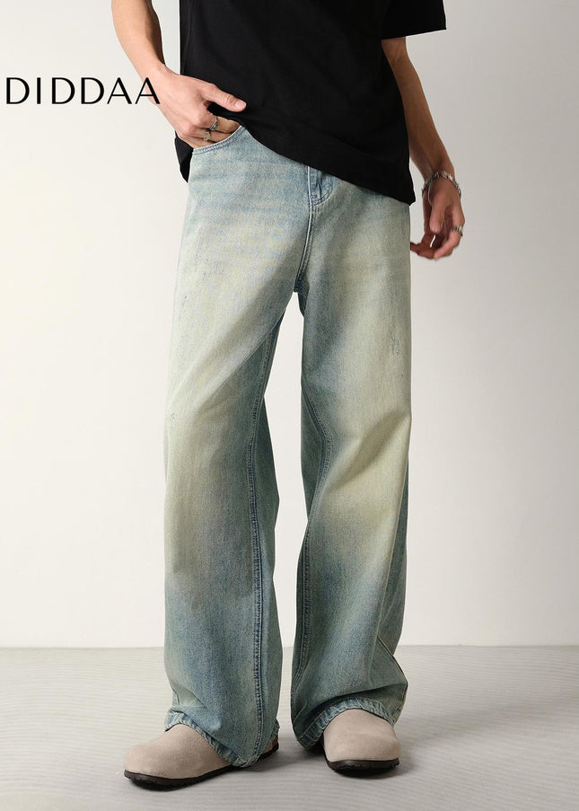 Light Vintage Wash Loose Fit Wide-Leg Jeans Men’s - Men’s Jeans