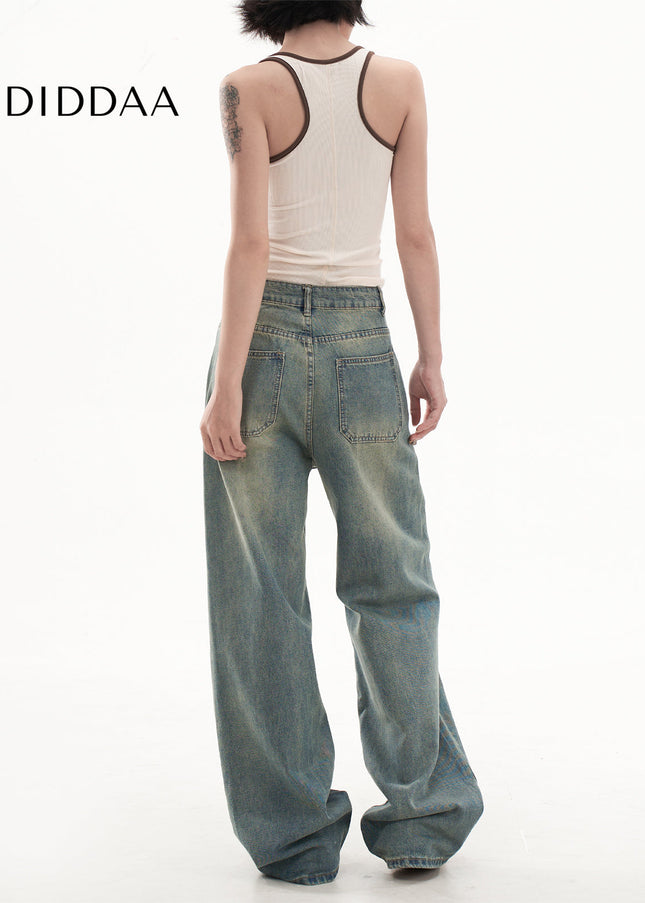 Light Wash Distressed High Waisted Wide Leg Jeans - Women’s Jeans
