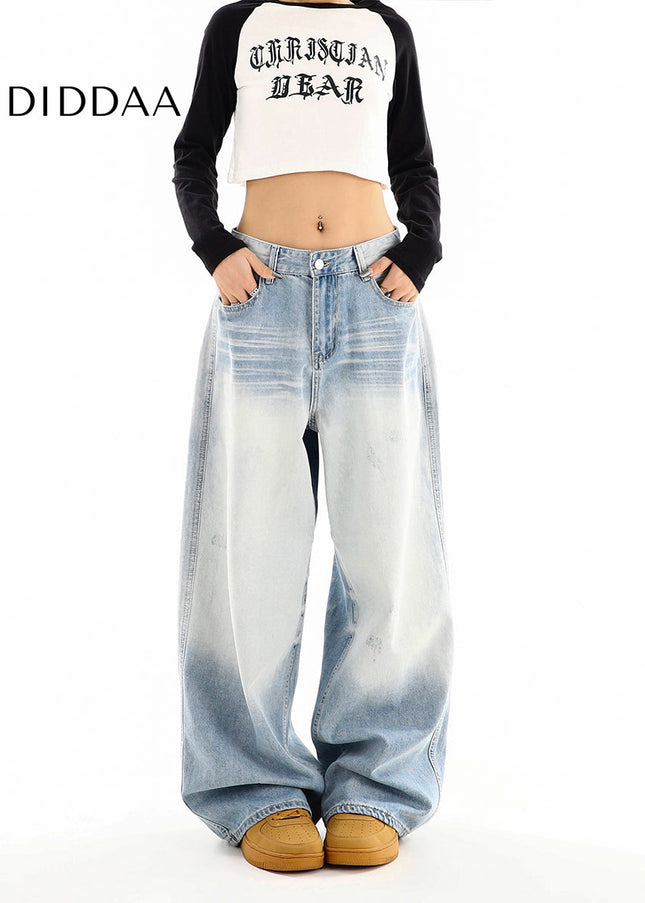Light Wash Distressed Wide Leg Jeans for Women - Women’s Jeans