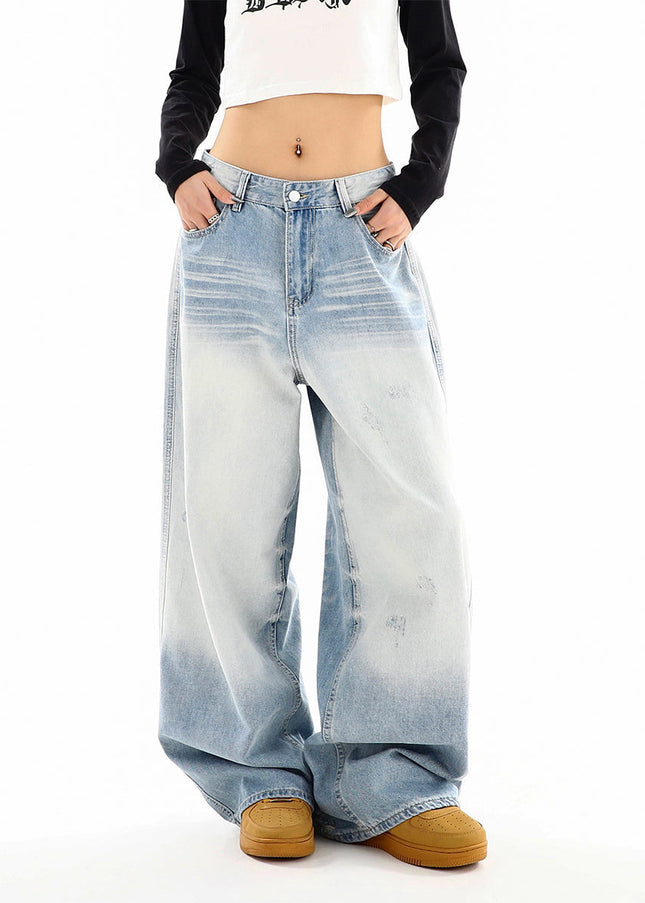 Light Wash Distressed Wide Leg Jeans for Women - Women’s Jeans