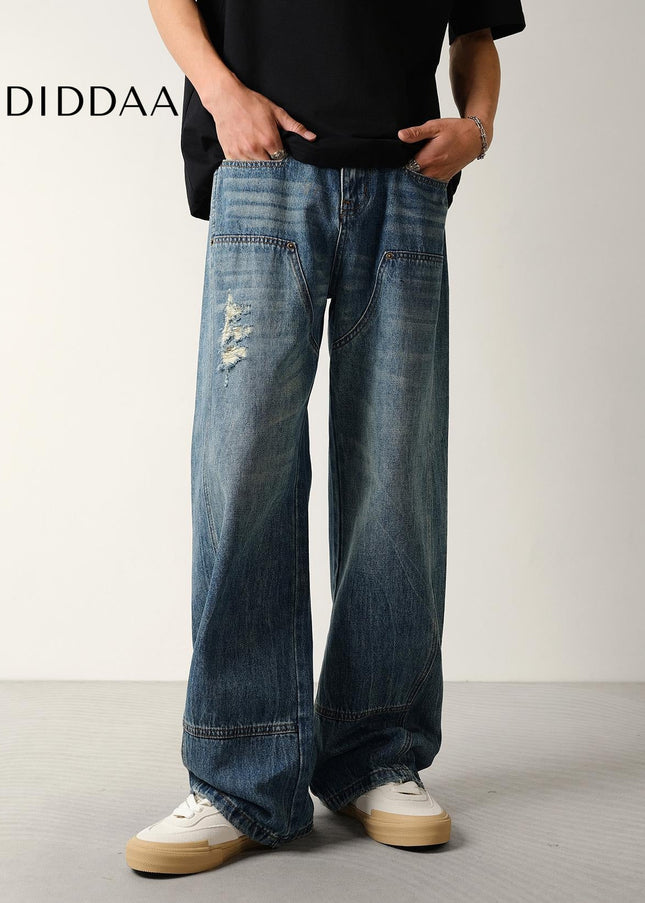 Light Wash Loose Fit Cargo Jeans for Men - Men’s Jeans