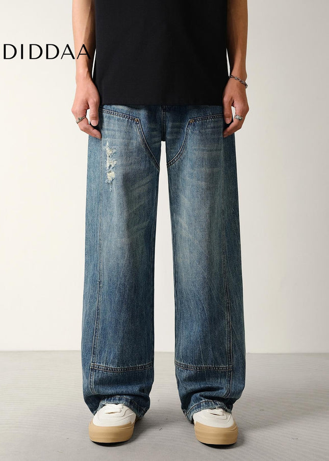 Light Wash Loose Fit Cargo Jeans for Men - Men’s Jeans