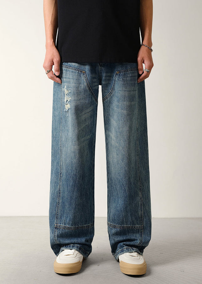 Light Wash Loose Fit Cargo Jeans for Men - S / Mid Blue - Men’s Jeans