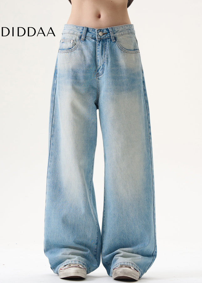 Light Wash Loose Fit Jeans for Men Retro Straight Leg - Men’s Jeans