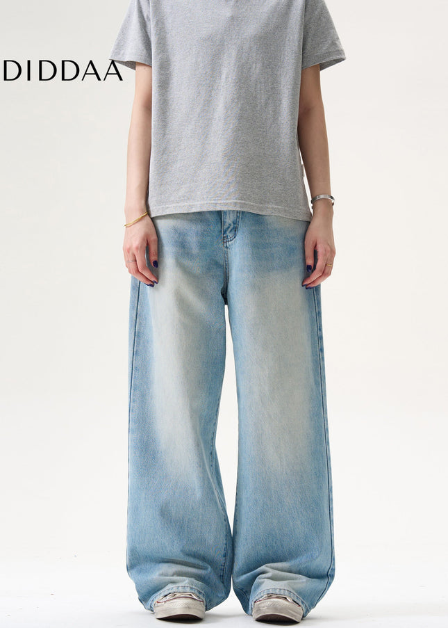 Light Wash Loose Fit Jeans for Men Retro Straight Leg - Men’s Jeans