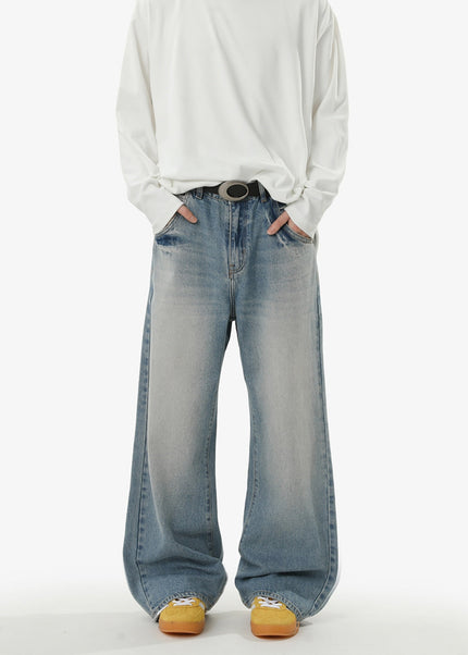 Light Wash Loose Fit Straight Leg Jeans for Men - Men’s Jeans