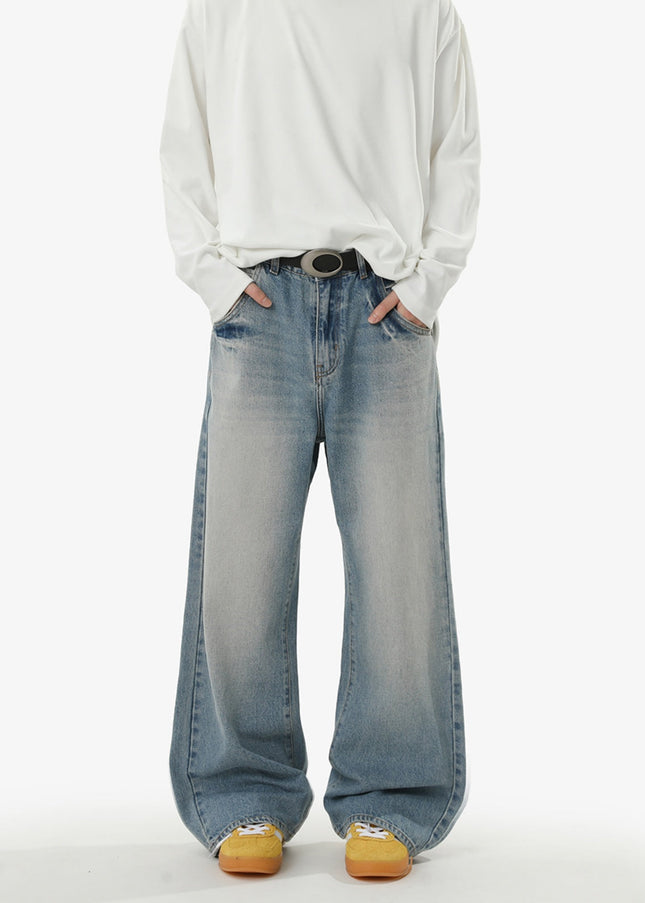 Light Wash Loose Fit Straight Leg Jeans for Men - Men’s Jeans