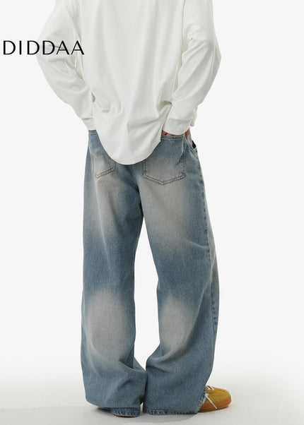 Light Wash Loose Fit Straight Leg Jeans for Men - Men’s Jeans