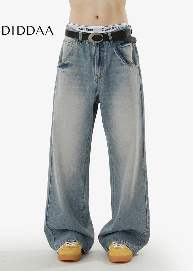 Light Wash Loose Fit Straight Leg Jeans for Men - Men’s Jeans