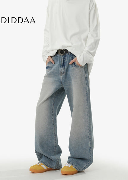 Light Wash Loose Fit Straight Leg Jeans for Men - Men’s Jeans