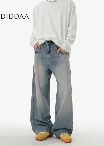 Light Wash Loose Fit Straight Leg Jeans for Men - Men’s Jeans