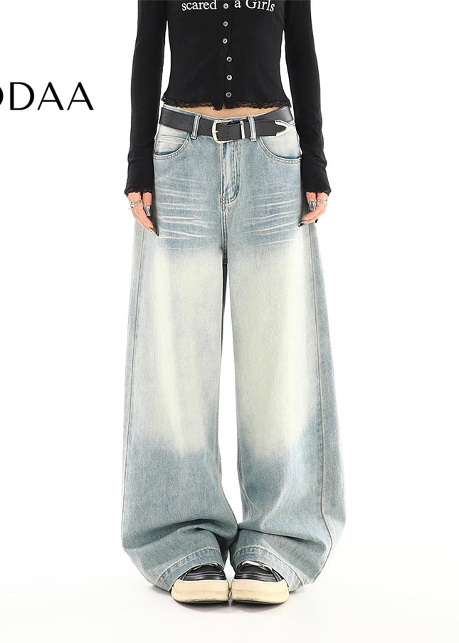 Light Washed High-Waisted Loose Straight-Leg Jeans - S / Light Blue - Women’s Jeans