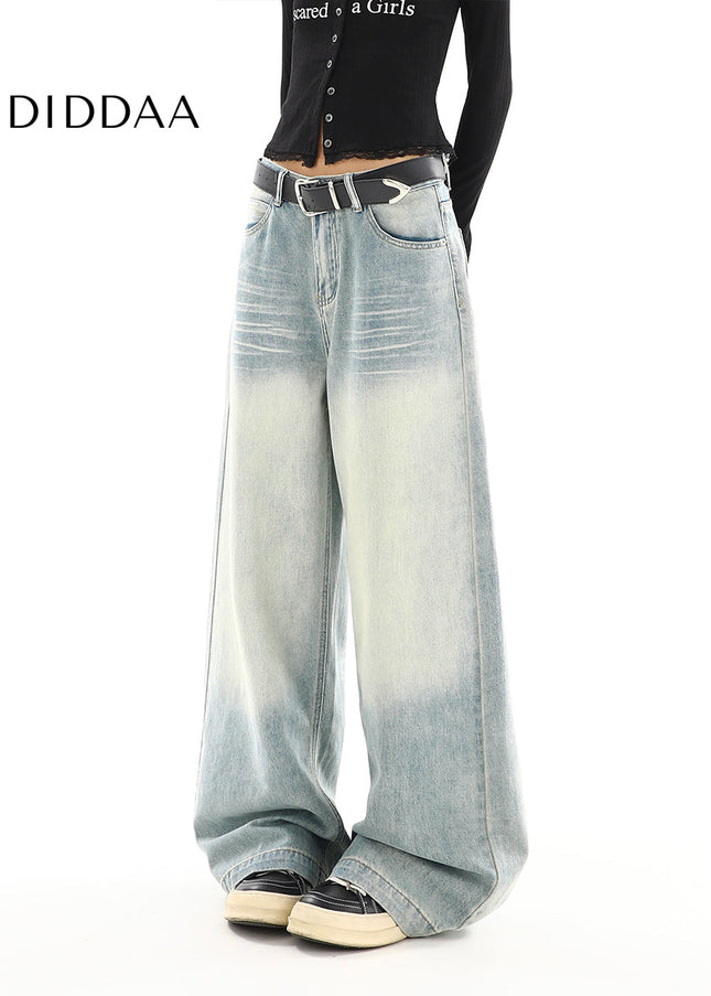Light Washed High-Waisted Loose Straight-Leg Jeans - Women’s Jeans