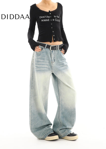 Light Washed High-Waisted Loose Straight-Leg Jeans - Women’s Jeans