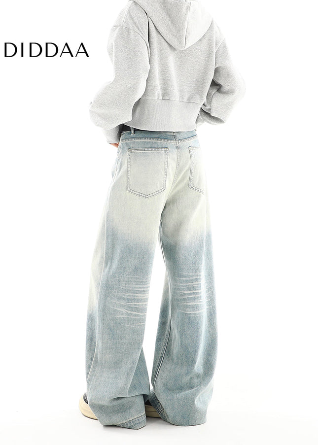 Light Washed High-Waisted Loose Straight-Leg Jeans - Women’s Jeans