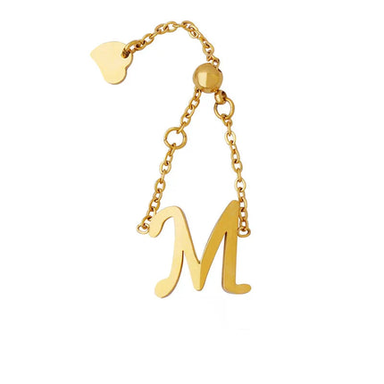 European and American ins cold style simple M chain peach heart fingertip ring titanium steel gold-plated finger chain bracelet bracelet A124