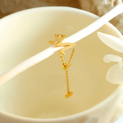 European and American ins cold style simple M chain peach heart fingertip ring titanium steel gold-plated finger chain bracelet bracelet A124