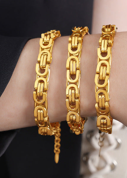 French retro hip-hop metal bracelet bracelet titanium steel unisex design sense Internet celebrity heavy industry bracelet